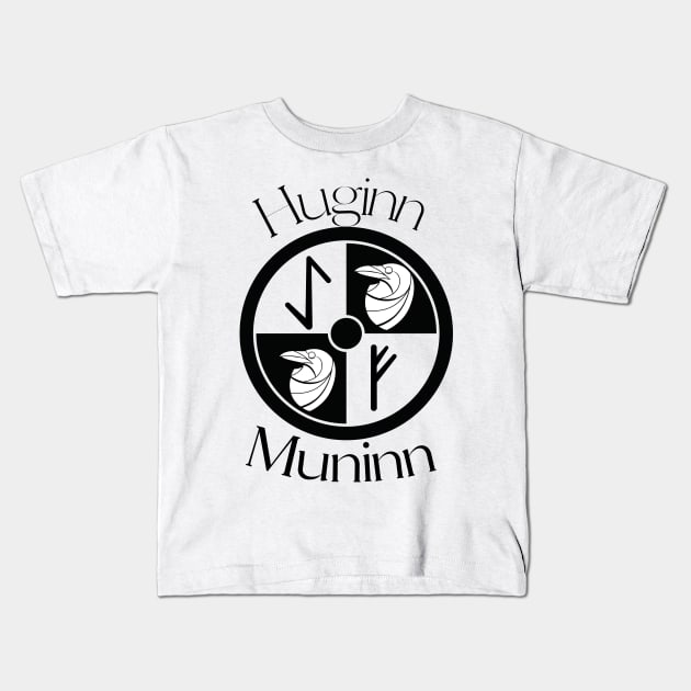 Huginn and Muninn Shield Kids T-Shirt by GrafDot